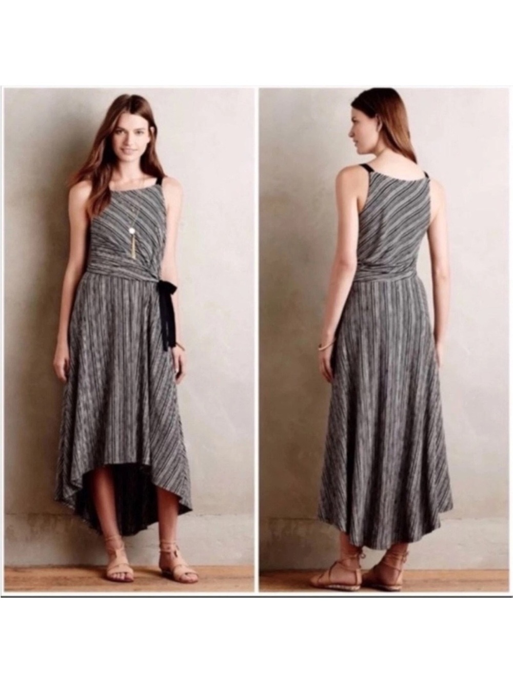 Maeve Anthropologie Maeve Salsola High Low striped dress XS